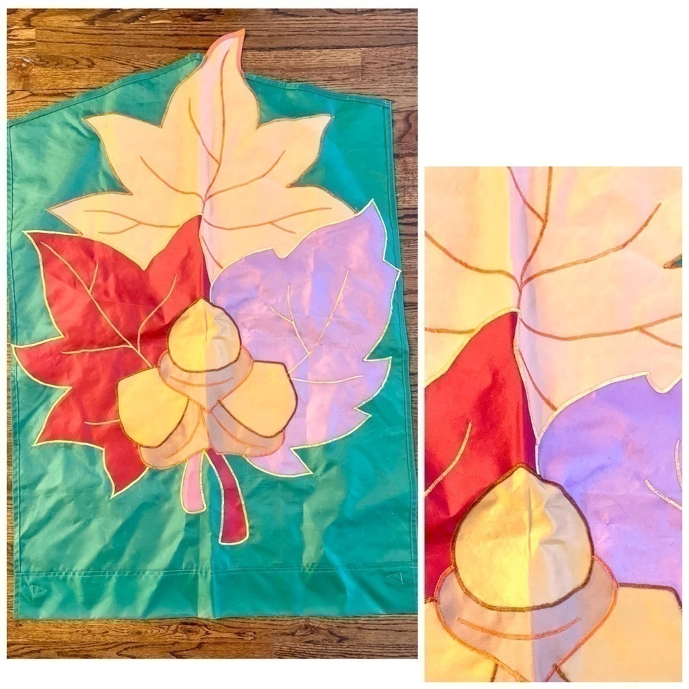 𝅺Falling Leaves Acorns Fall Autumn Applique Large Outdoor House Garden Flag